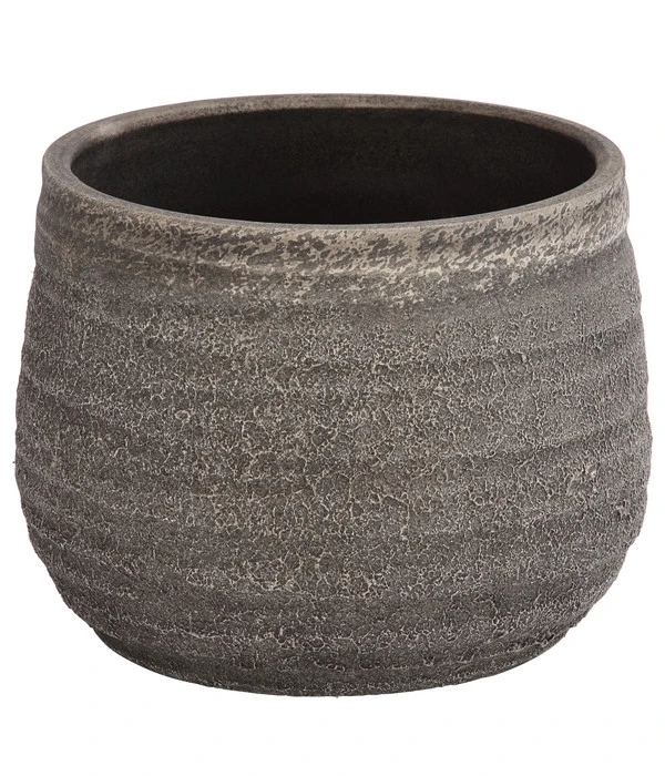 Dehner Keramik-Übertopf Yves, Bauchig, Grau 3 Dehner Keramik-Übertopf Yves, Bauchig, Grau