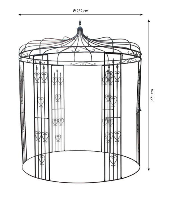 Dehner Metall-Pavillon Heart, Rund, Schwarz, Ca. Ø232/H271 Cm 5 Dehner Metall-Pavillon Heart, Rund, Schwarz, Ca. Ø232/H271 Cm – Bild 3