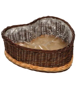 Dehner Weidenherz Mit Folie Ausgeschlagen, Braun, Ca. B35/H13/T35 Cm