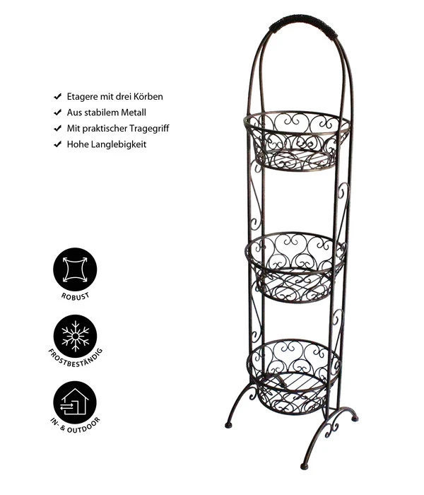 Dehner Metall-Etagere Mit Drei Körben 4 Dehner Metall-Etagere Mit Drei Körben – Bild 2