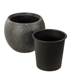 Dehner Polystone-Topf Kapstadt, Rund, Grau -Markenqualität 3207990 3208022 WE DE 002 DehnerPolystoneTopfbauchiggrau
