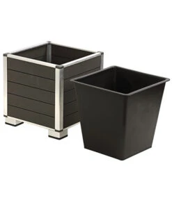 Dehner WPC-Topf Inkl. Kunststoff-Einsatz, Anthrazit -Markenqualität 3220589 WE DE 002 PolystoneTopfinklKunststoffEinsatzBlumentopf