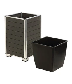 Dehner WPC-Pflanztopf Inkl. Kunststoff-Einsatz, Anthrazit -Markenqualität 3220985 WE DE 002 PolystonePflanztopfinklKunststoffEinsatzanthrazit