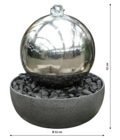 Dehner Edelstahl-Gartenbrunnen Globe, Ca. Ø32/H52 Cm -Markenqualität 3257623 WE BG 001 EdelstahlGartenbrunnenGlobe