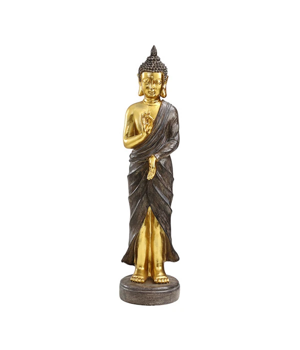 Dehner Polyresin-Buddha, Gold-grau, 20,5 X 20,5 X 82,5 Cm 3 Dehner Polyresin-Buddha, Gold-grau, 20,5 X 20,5 X 82,5 Cm