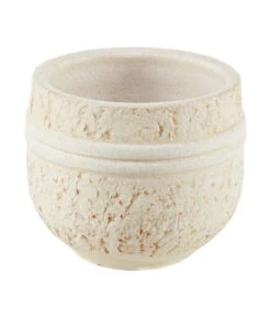 Dehner Keramik-Übertopf Rustika, Bauchig, Creme