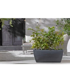 Kunststoff-Pflanzkasten Rille, Ca. B80/H34/T40 Cm, Anthrazit -Markenqualität 3697406 WE MO 002 KunsstoffKastenRillen
