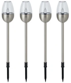 Dehner Solar-Edelstahlleuchte, 4er-Set