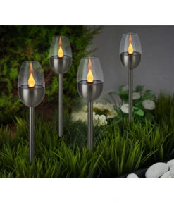 Dehner Solar-Edelstahlleuchte, 4er-Set -Markenqualität 4034195 WE MO 001 DehnerSolarEdelstahlleuchte4erSet