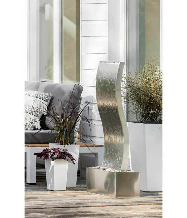 Dehner Edelstahl-Gartenbrunnen Curve, Ca. H108 Cm 4 Dehner Edelstahl-Gartenbrunnen Curve, Ca. H108 Cm – Bild 2