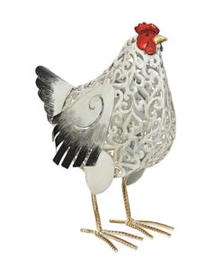 Dehner Metall-Huhn Gundel, Ca. B27/H38/T16,5 Cm, Schwarz-weiß