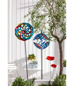 Dehner Metall-Riesen-Windrad, Ca. H184 Cm, Bunt -Markenqualität 4210076 4210092 4210621 4210654 WE MO 001 RiesenwindradGlobeGartendekoGartenstabDekostab