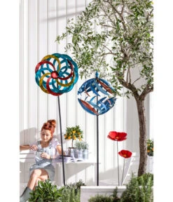 Dehner Metall-Riesen-Windrad, Ca. H184 Cm, Bunt -Markenqualität 4210076 4210092 4210621 4210654 WE MO 002 RiesenwindradGlobeGartendekoGartenstabDekostab