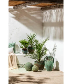 Dehner Keramik-Topf Rhodos, Rund, Blau-grün -Markenqualität 4273900 WE MO 003 KeramikTopf