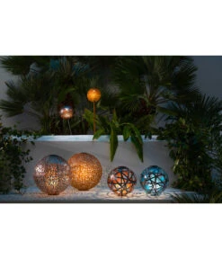 Dehner Solarstab Kugelleuchte Lagos, Ca. Ø16/H120 Cm -Markenqualität 4398764 WE MO 002 SolarkugelMalaboD30cm 2