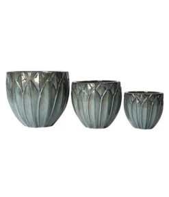 Dehner Keramik-Topf Kassandria, Rund, Grün-blau -Markenqualität 4429510 4429551 4429577 WE DE 001 DehnerKeramikTopf