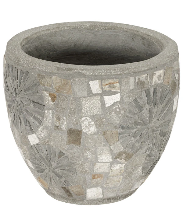 Dehner Keramik-Topf Mosaik, Grau 3 Dehner Keramik-Topf Mosaik, Grau