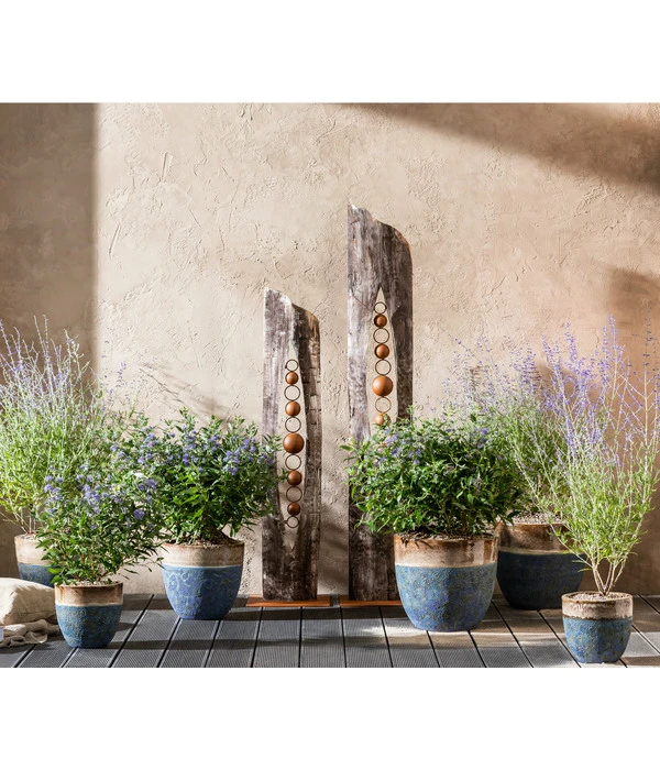 Dehner Keramik-Topf Mystras, Rund, Blau-braun 4 Dehner Keramik-Topf Mystras, Rund, Blau-braun – Bild 2