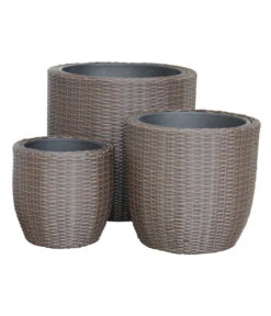 Dehner Polyrattan-Topf Alicante, Rund, Braun -Markenqualität 4442802 4442810 4442828 WE FS 001 DehnerPolyrattanTopfBraun