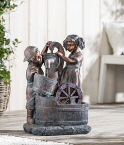 Dehner Polyresin-Gartenbrunnen Lea Und Leon, Ca. B45/H68,5/T35 Cm -Markenqualität 4447587 WE MO 001 DehnerPolyresinGartenbrunnenLeaundLeonNEU