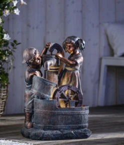 Dehner Polyresin-Gartenbrunnen Lea Und Leon, Ca. B45/H68,5/T35 Cm -Markenqualität 4447587 WE MO 002 DehnerPolyresinGartenbrunnenLeaundLeonNEU