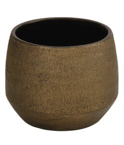 Dehner Keramik-Übertopf Mathea, Bauchig, Gold/braun