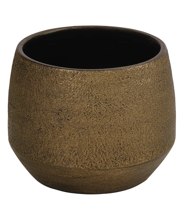 Dehner Keramik-Übertopf Mathea, Bauchig, Gold/braun 3 Dehner Keramik-Übertopf Mathea, Bauchig, Gold/braun