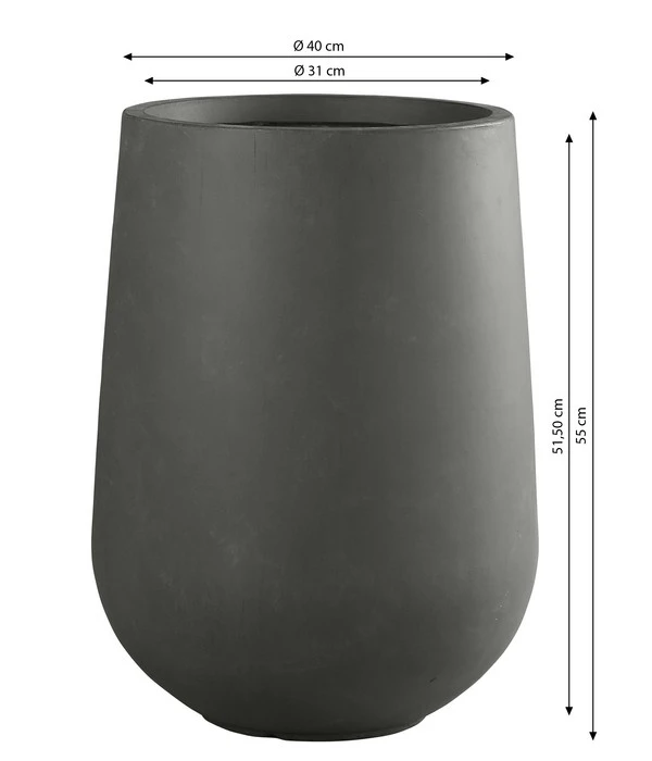 Dehner Fiberglas-Topf Curved, Rund, Grau 5 Dehner Fiberglas-Topf Curved, Rund, Grau – Bild 3