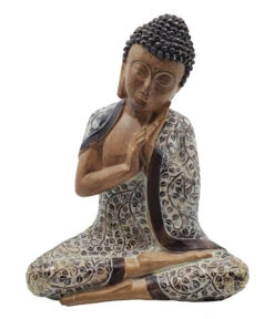 Dehner Polyresin-Buddha Holzoptik, Ca. H40 Cm