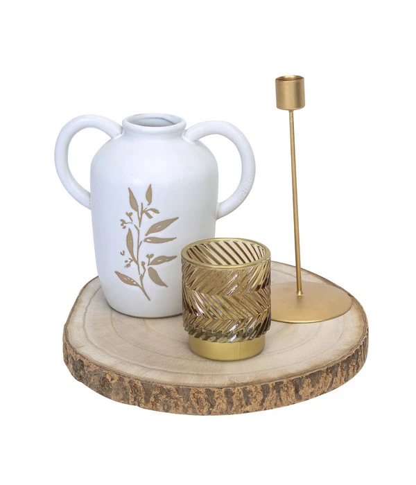 Dehner Tischdeko-Set, Weiß/gold, 4-teilig 3 Dehner Tischdeko-Set, Weiß/gold, 4-teilig