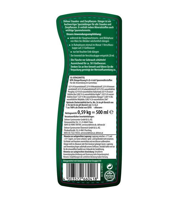 Dehner Stauden- Und Zierpflanzen-Dünger, 500 Ml 4 Dehner Stauden- Und Zierpflanzen-Dünger, 500 Ml – Bild 2