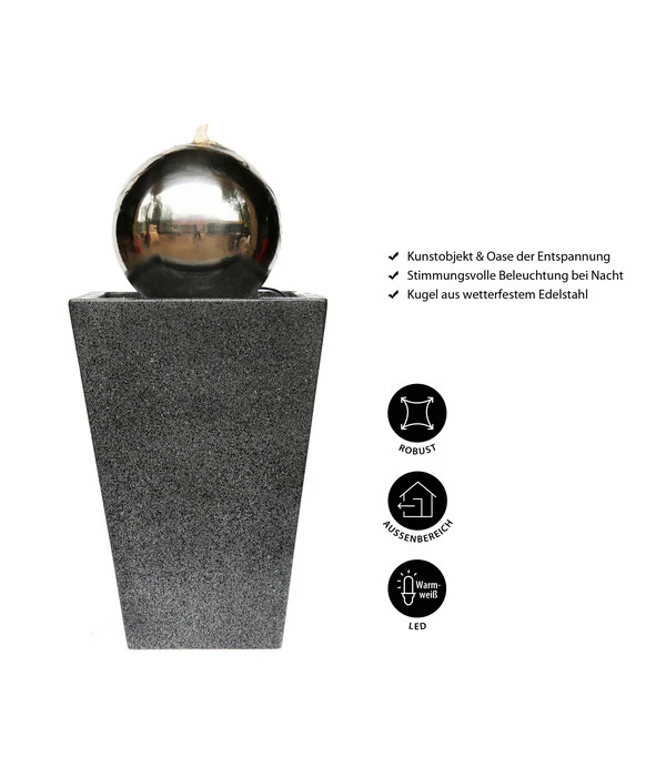 Dehner Edelstahl-Gartenbrunnen Kioto, Ca. B34/H83/T34 Cm 4 Dehner Edelstahl-Gartenbrunnen Kioto, Ca. B34/H83/T34 Cm – Bild 2