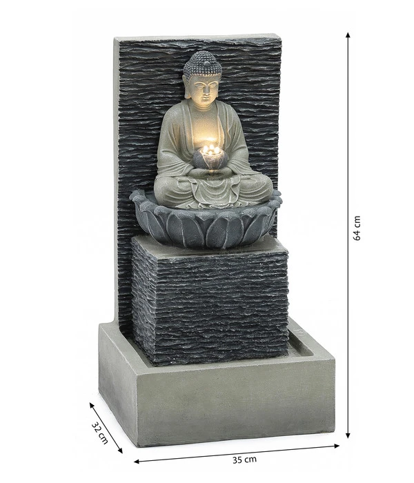Dehner Polyresin-Gartenbrunnen Buddha, Ca. B35/H64/T32 Cm 5 Dehner Polyresin-Gartenbrunnen Buddha, Ca. B35/H64/T32 Cm – Bild 3