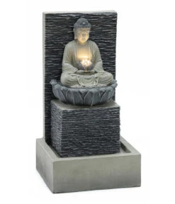 Dehner Polyresin-Gartenbrunnen Buddha, Ca. B35/H64/T32 Cm