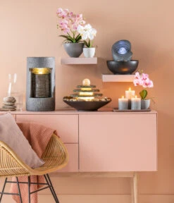 Dehner Polyresin-Zimmerbrunnen Hoku Mit LED-Beleuchtung, Ca. H16,5 Cm -Markenqualität 6862262 6720171 6723290 WE MO 001 Zimmerbrunnen