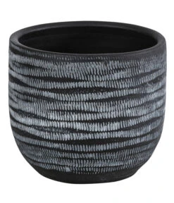 Dehner Keramik-Übertopf Mavie, Rund, Anthrazit